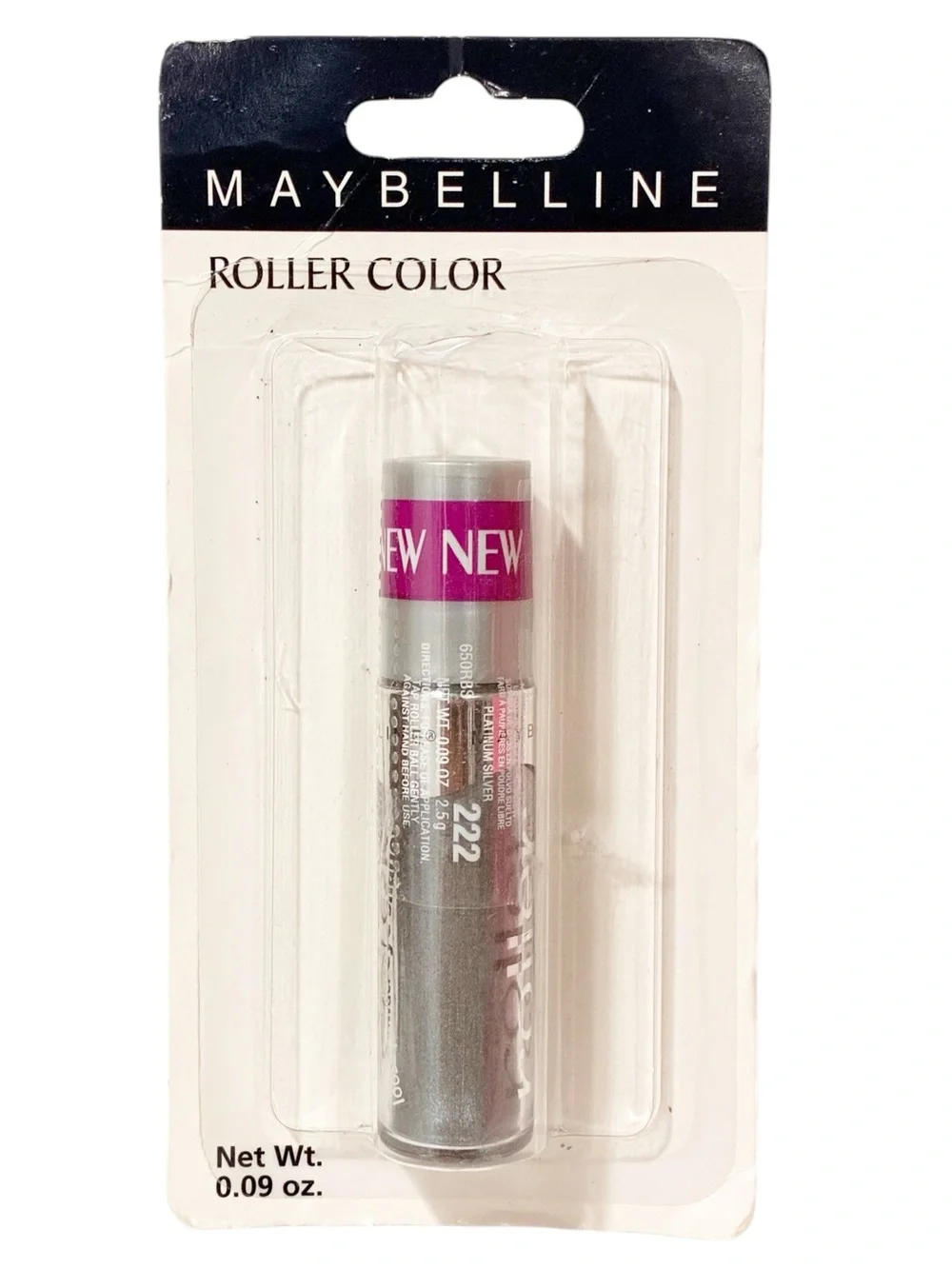 MAYBELLINE ROLLER COLOR ROLL ON EYESHADOW Shade 222 Platinum Silver NEW